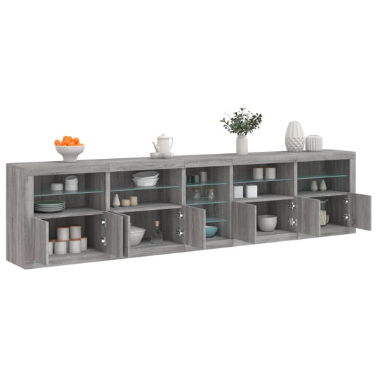 Sideboard mit LED-Leuchten Grau Sonoma 283x37x67 cm