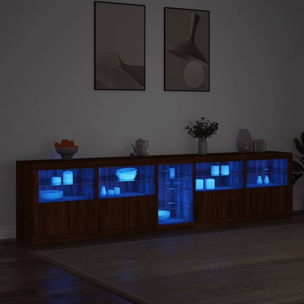 Sideboard mit LED-Leuchten Braun Eichen-Optik 283x37x67 cm