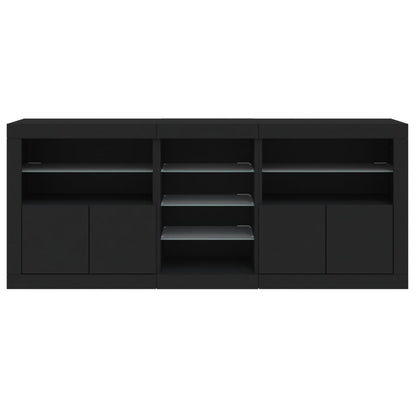 Sideboard mit LED-Leuchten Schwarz 162x37x67 cm