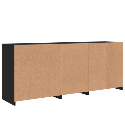 Sideboard mit LED-Leuchten Schwarz 162x37x67 cm