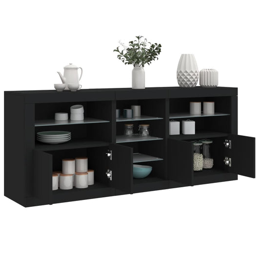 Sideboard mit LED-Leuchten Schwarz 162x37x67 cm