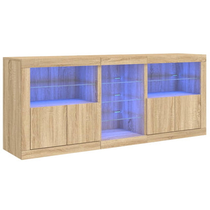 Sideboard mit LED-Leuchten Sonoma-Eiche 162x37x67 cm