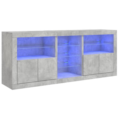 Sideboard mit LED-Leuchten Betongrau 162x37x67 cm