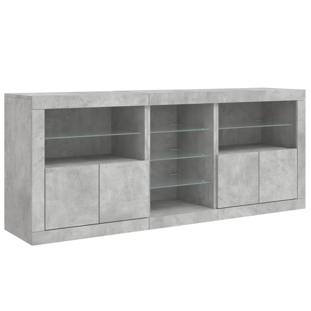 Sideboard mit LED-Leuchten Betongrau 162x37x67 cm