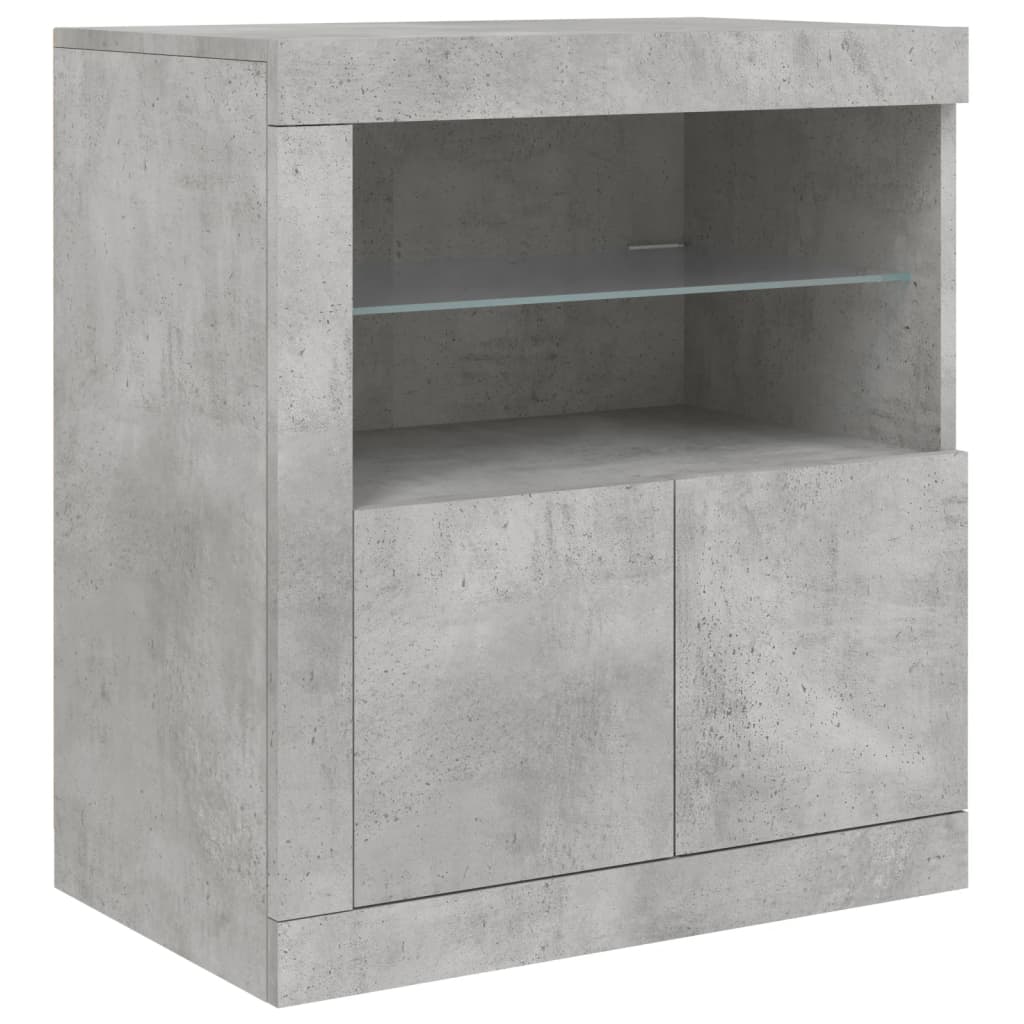 Sideboard mit LED-Leuchten Betongrau 162x37x67 cm