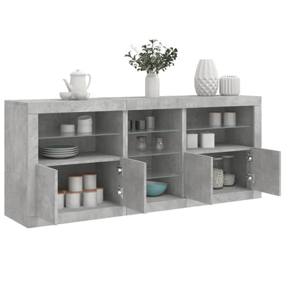 Sideboard mit LED-Leuchten Betongrau 162x37x67 cm