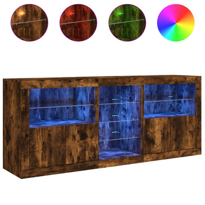 Sideboard mit LED-Leuchten Räuchereiche 162x37x67 cm