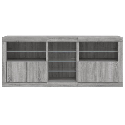 Sideboard mit LED-Leuchten Grau Sonoma 162x37x67 cm