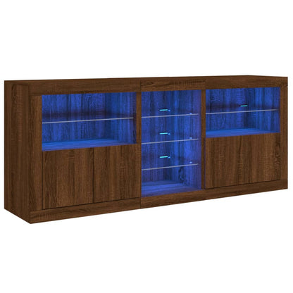 Sideboard mit LED-Leuchten Braun Eichen-Optik 162x37x67 cm