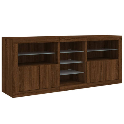 Sideboard mit LED-Leuchten Braun Eichen-Optik 162x37x67 cm