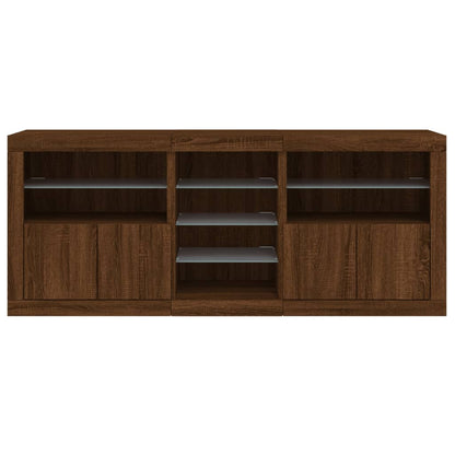 Sideboard mit LED-Leuchten Braun Eichen-Optik 162x37x67 cm