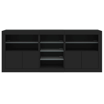 Sideboard mit LED-Leuchten Schwarz 181,5x37x67 cm