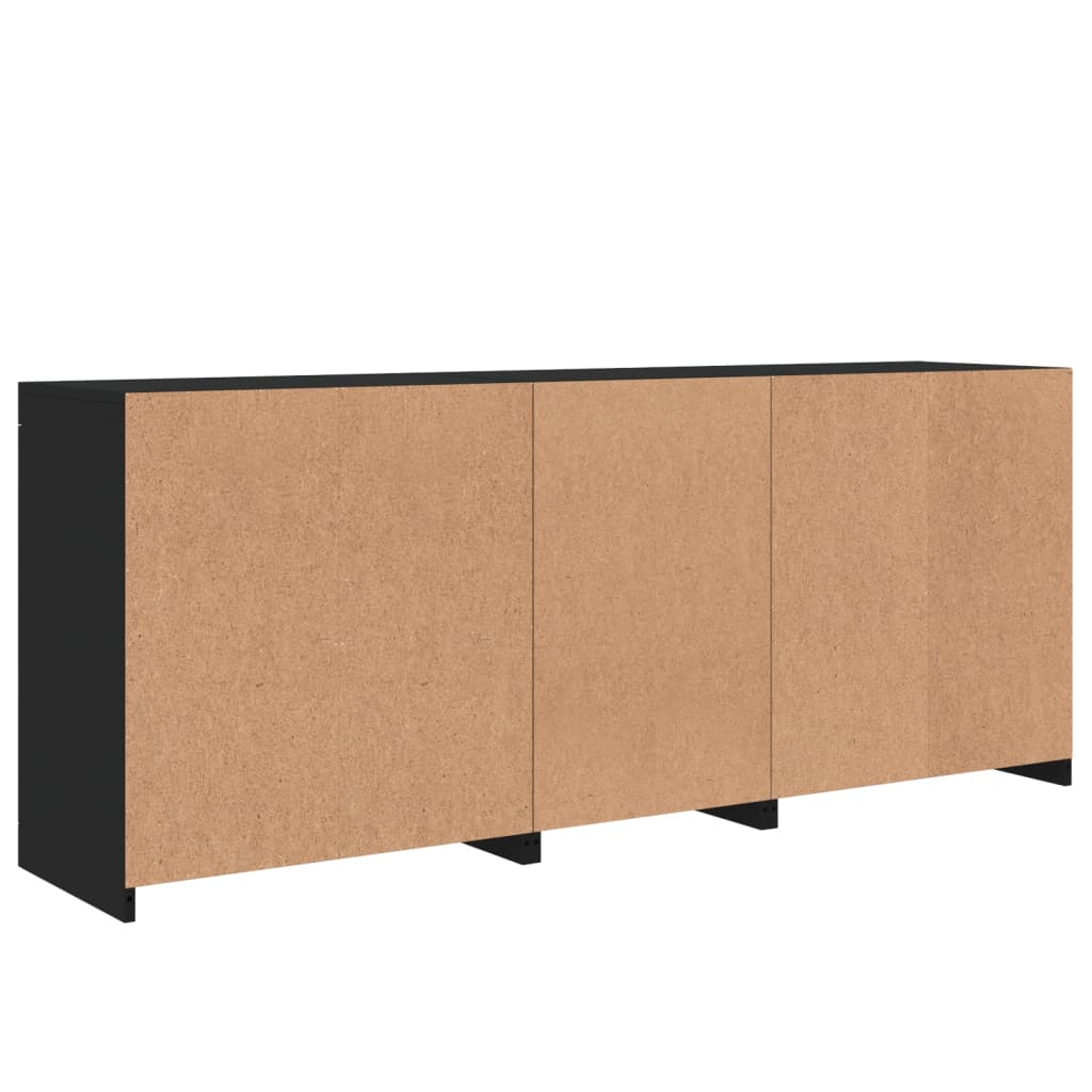 Sideboard mit LED-Leuchten Schwarz 181,5x37x67 cm