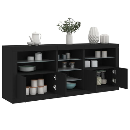 Sideboard mit LED-Leuchten Schwarz 181,5x37x67 cm