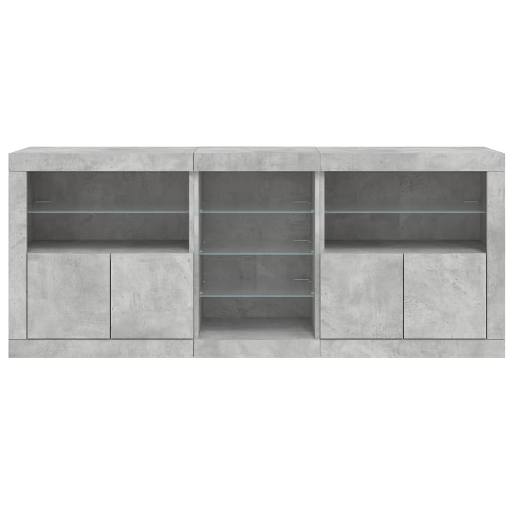 Sideboard mit LED-Leuchten Betongrau 181,5x37x67 cm