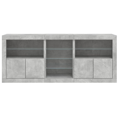 Sideboard mit LED-Leuchten Betongrau 181,5x37x67 cm