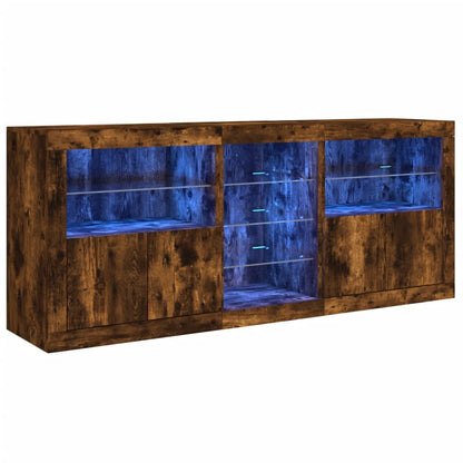 Sideboard mit LED-Leuchten Räuchereiche 181,5x37x67 cm