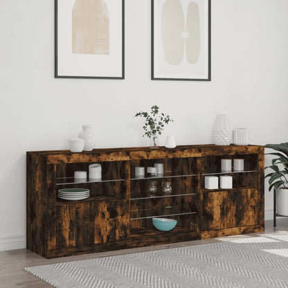 Sideboard mit LED-Leuchten Räuchereiche 181,5x37x67 cm