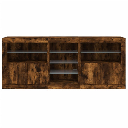 Sideboard mit LED-Leuchten Räuchereiche 181,5x37x67 cm