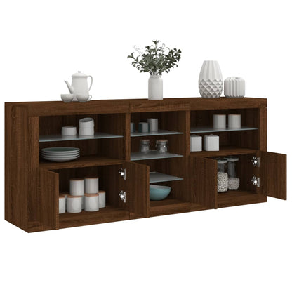 Sideboard mit LED-Leuchten Braun Eichen-Optik 181,5x37x67 cm