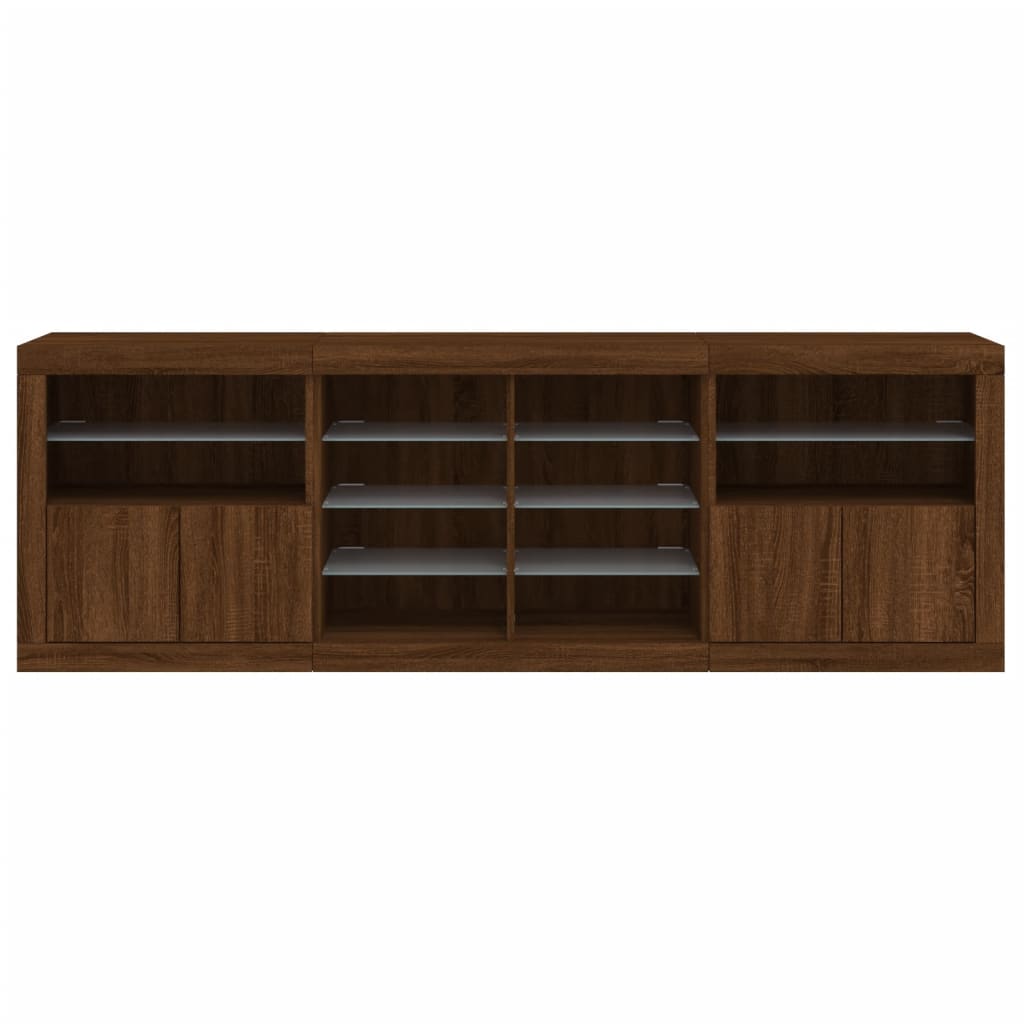 Sideboard mit LED-Leuchten Braun Eichen-Optik 202x37x67 cm