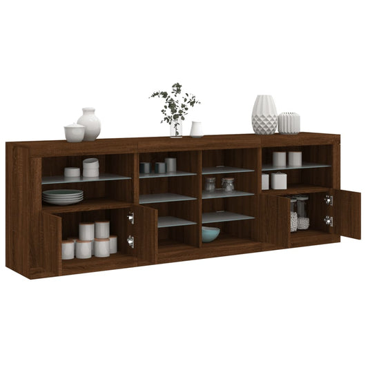 Sideboard mit LED-Leuchten Braun Eichen-Optik 202x37x67 cm