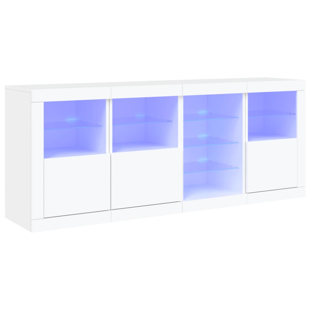 Sideboard mit LED-Leuchten Weiß 164x37x67 cm