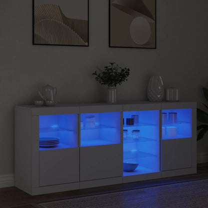 Sideboard mit LED-Leuchten Weiß 164x37x67 cm