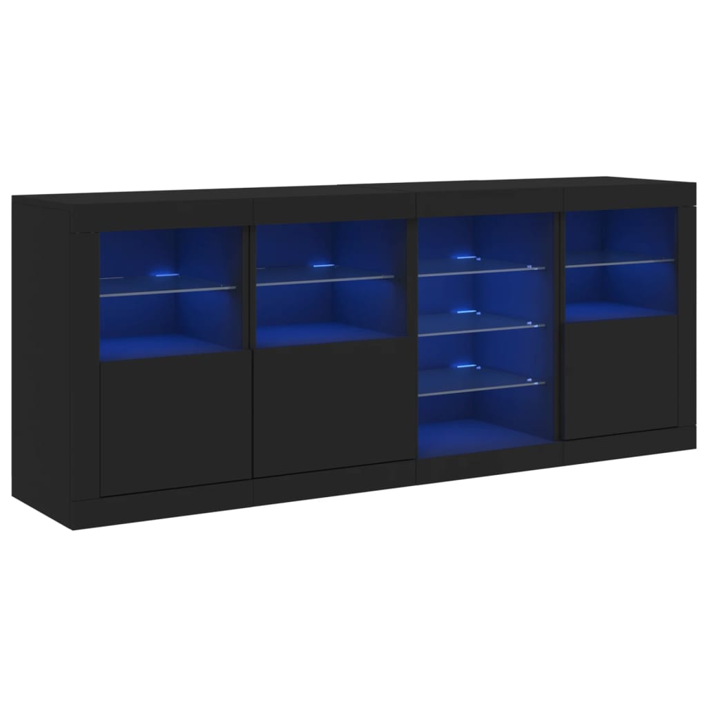 Sideboard mit LED-Leuchten Schwarz 164x37x67 cm