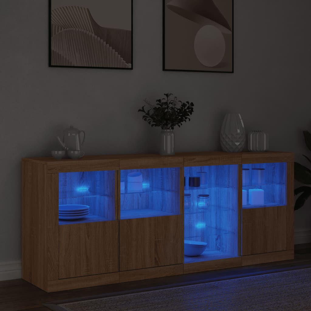 Sideboard mit LED-Leuchten Sonoma-Eiche 164x37x67 cm