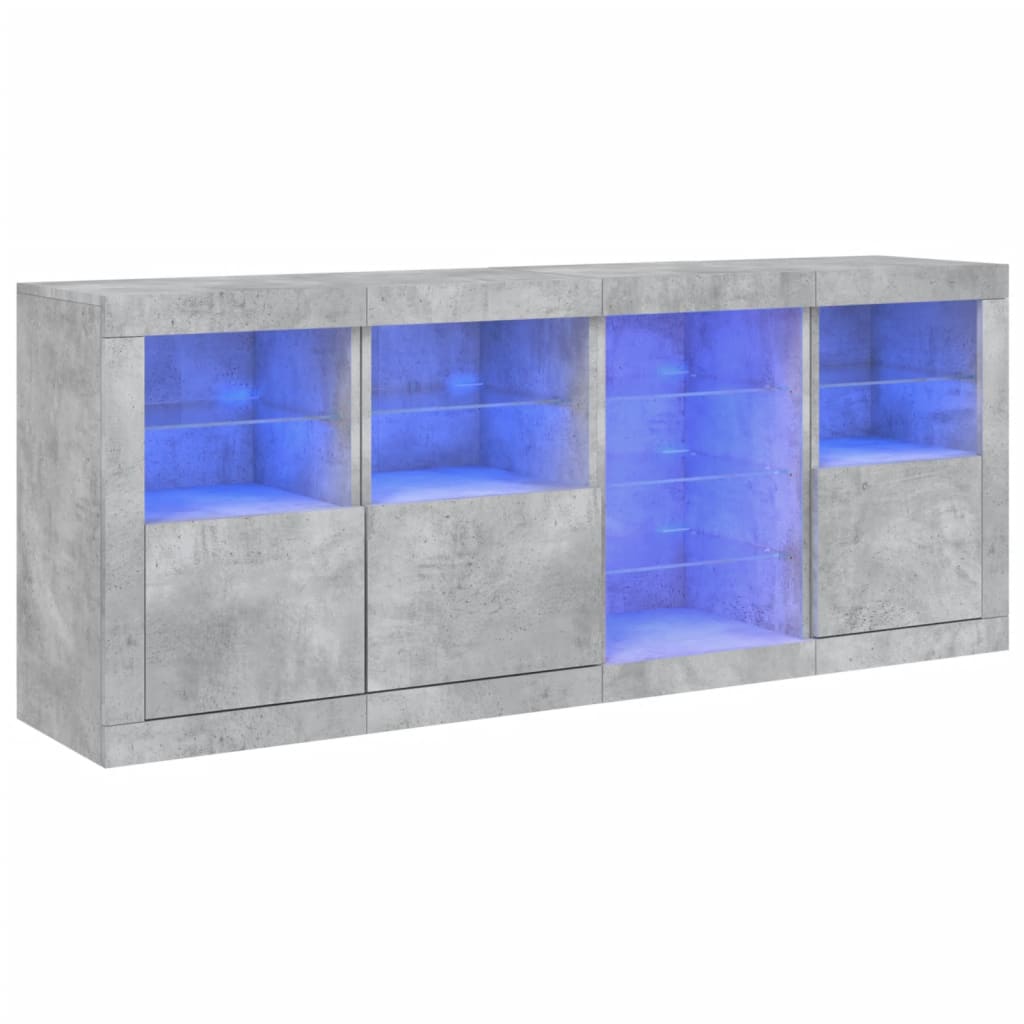 Sideboard mit LED-Leuchten Betongrau 164x37x67 cm