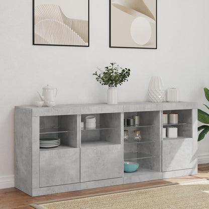 Sideboard mit LED-Leuchten Betongrau 164x37x67 cm