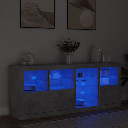 Sideboard mit LED-Leuchten Betongrau 164x37x67 cm