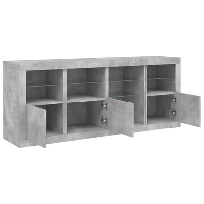 Sideboard mit LED-Leuchten Betongrau 164x37x67 cm