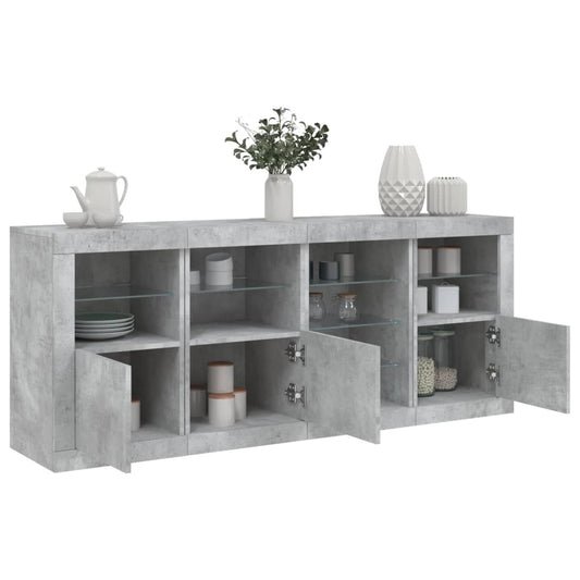 Sideboard mit LED-Leuchten Betongrau 164x37x67 cm