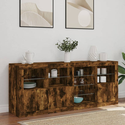 Sideboard mit LED-Leuchten Räuchereiche 164x37x67 cm