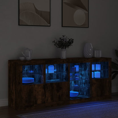 Sideboard mit LED-Leuchten Räuchereiche 164x37x67 cm