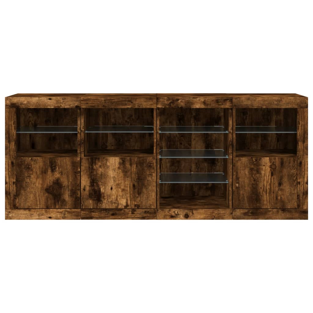 Sideboard mit LED-Leuchten Räuchereiche 164x37x67 cm