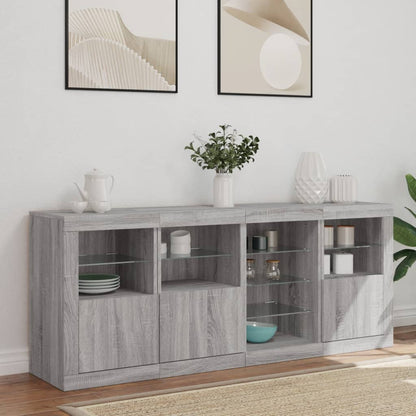 Sideboard mit LED-Leuchten Grau Sonoma 164x37x67 cm