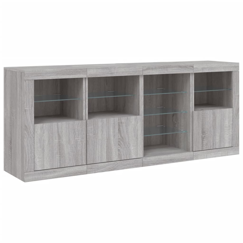 Sideboard mit LED-Leuchten Grau Sonoma 164x37x67 cm