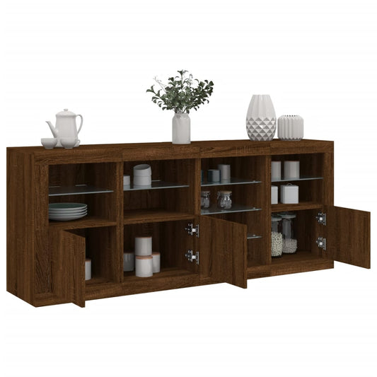 Sideboard mit LED-Leuchten Braun Eichen-Optik 164x37x67 cm