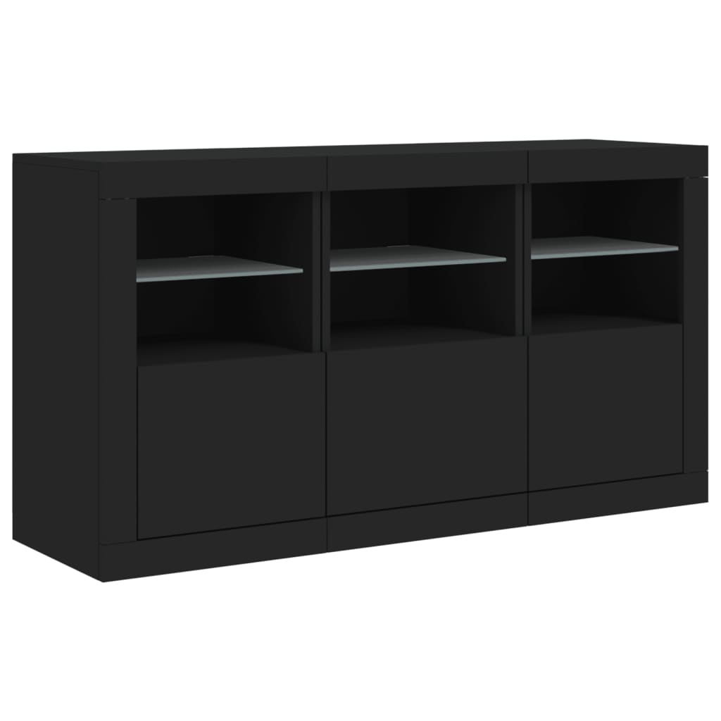 Sideboard mit LED-Leuchten Schwarz 123x37x67 cm