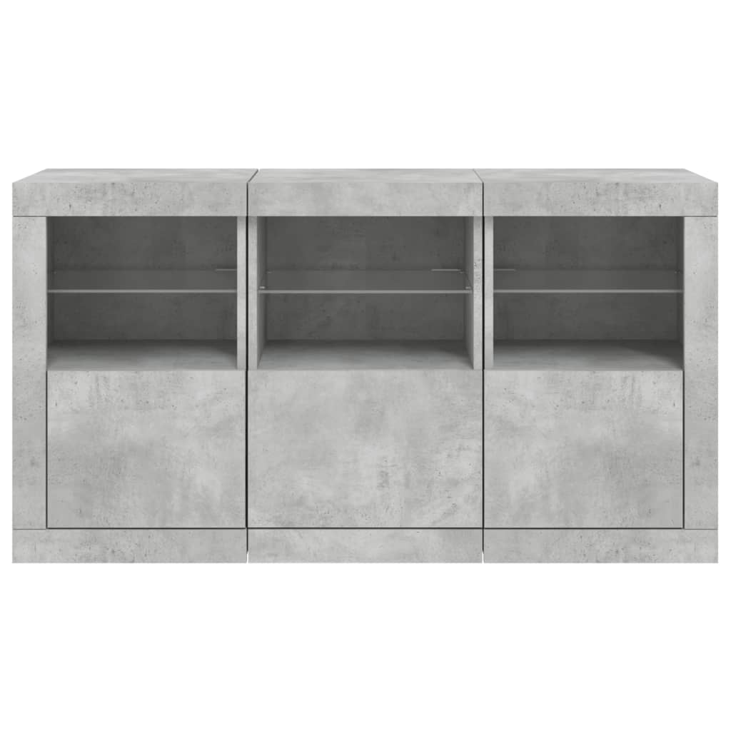 Sideboard mit LED-Leuchten Betongrau 123x37x67 cm