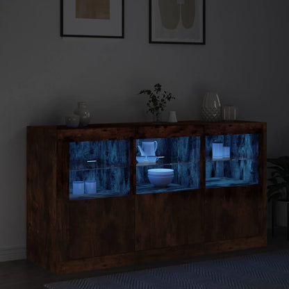 Sideboard mit LED-Leuchten Räuchereiche 123x37x67 cm