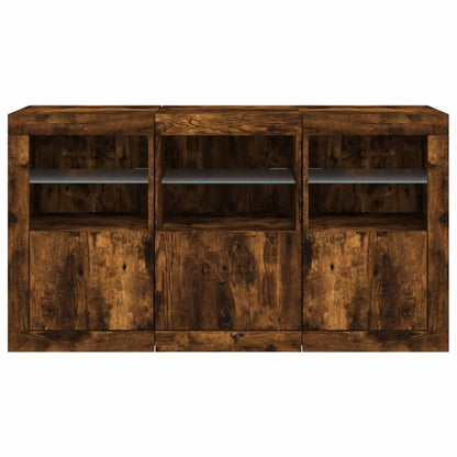 Sideboard mit LED-Leuchten Räuchereiche 123x37x67 cm