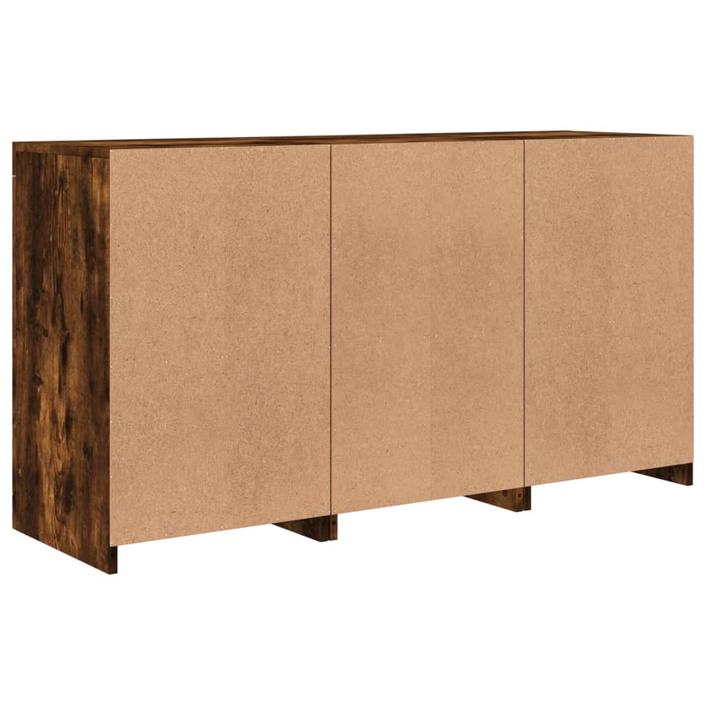 Sideboard mit LED-Leuchten Räuchereiche 123x37x67 cm