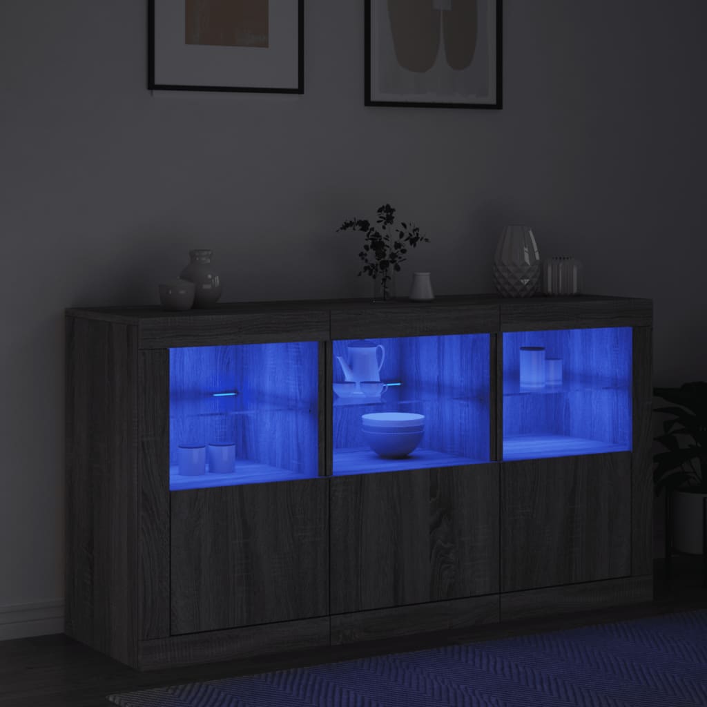 Sideboard mit LED-Leuchten Grau Sonoma 123x37x67 cm