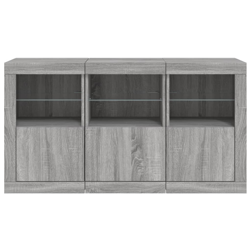 Sideboard mit LED-Leuchten Grau Sonoma 123x37x67 cm