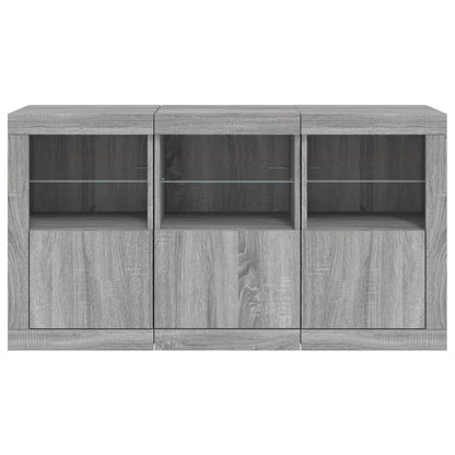 Sideboard mit LED-Leuchten Grau Sonoma 123x37x67 cm