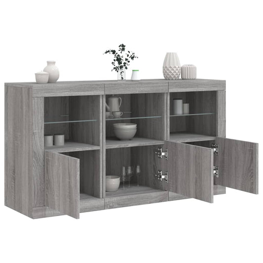 Sideboard mit LED-Leuchten Grau Sonoma 123x37x67 cm